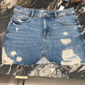 Zara Blue Distressed Mini Skirt